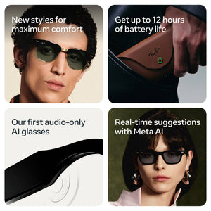 Ray-Ban Meta - Audio Burbank Large - Audio-Only AI Glasses - Transitions Graphite Green Lenses - Matte Black