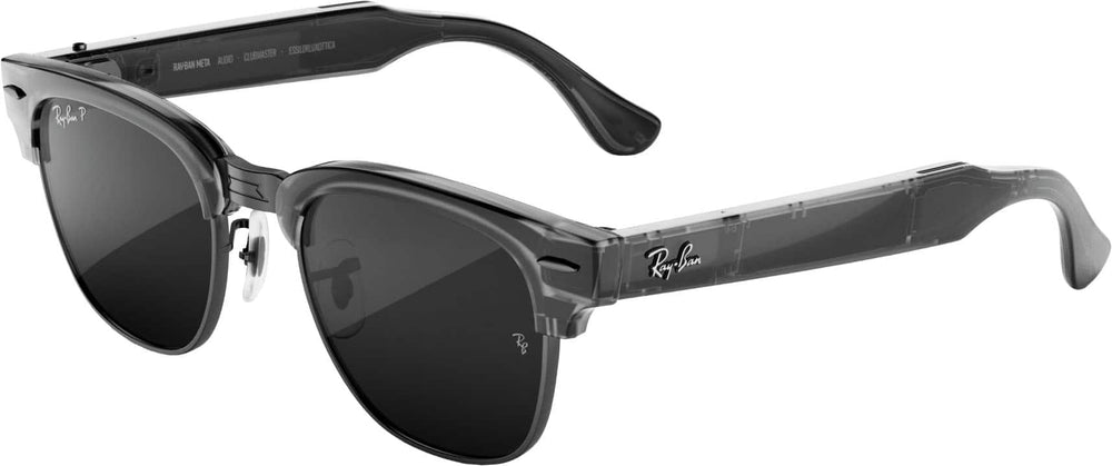 Ray-Ban Meta - Audio Clubmaster - Audio-Only AI Glasses - Polarized Grey Lenses - Transparent Iron Grey on Gun Metal