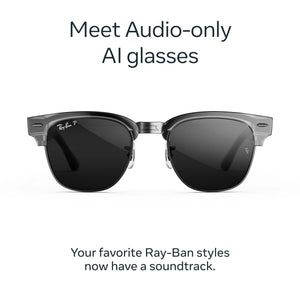 Ray-Ban Meta - Audio Clubmaster - Audio-Only AI Glasses - Polarized Grey Lenses - Transparent Iron Grey on Gun Metal