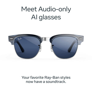 Ray-Ban Meta - Audio Clubmaster - Audio Only AI Glasses - Transitions Sapphire - Transparent Sky Blue