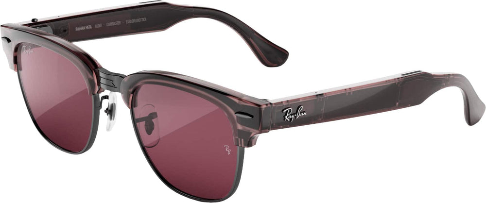 Ray-Ban Meta - Audio Clubmaster - Audio Only AI Glasses - Transitions Ruby - Transparent Orchid