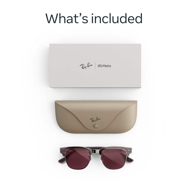 Ray-Ban Meta - Audio Clubmaster - Audio Only AI Glasses - Transitions Ruby - Transparent Orchid
