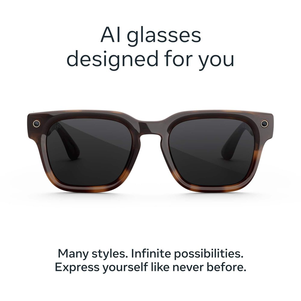 Meta - Fury-AI Glasses-Smart Features like 12MP Camera, Live Translate-3K HD Resolution- 8+Hour Battery-Transitions Grey Lenses - Mahogany