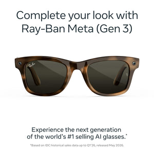 Ray-Ban Meta - (Gen 3) Wayfarer, AI Glasses with Camera - Green Lenses - Havana