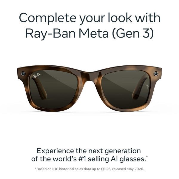 Ray-Ban Meta - (Gen 3) Wayfarer, AI Glasses with Camera - Green Lenses - Havana