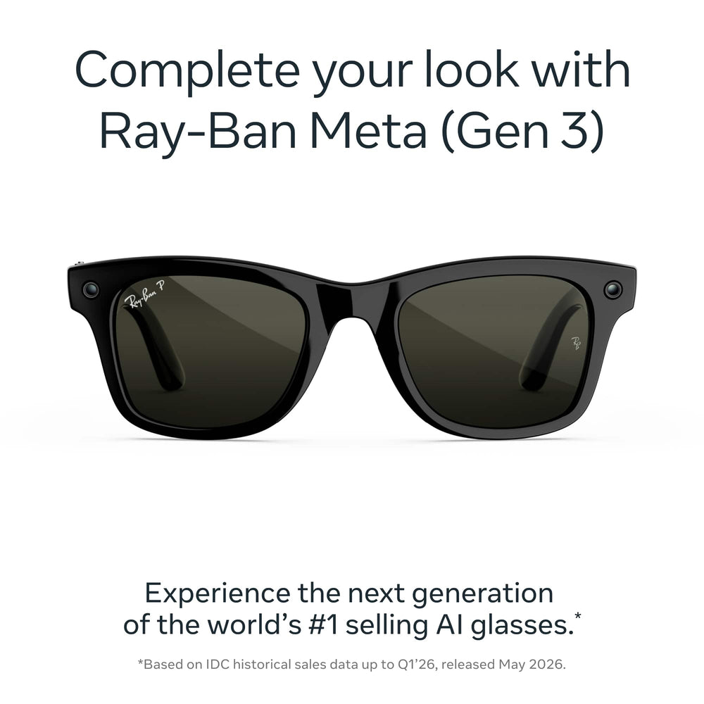 Ray-Ban Meta - (Gen 3) Wayfarer Large - AI Glasses with Camera - Polarized Green Lenses - Shiny Black
