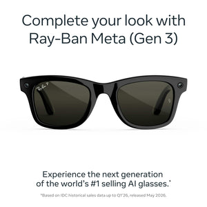 Ray-Ban Meta - (Gen 3) Wayfarer Large - AI Glasses with Camera - Polarized Green Lenses - Shiny Black