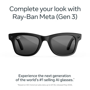 Ray-Ban Meta - (Gen 3) Wayfarer Large - AI Glasses with Camera - Grey Lenses - Matte Black