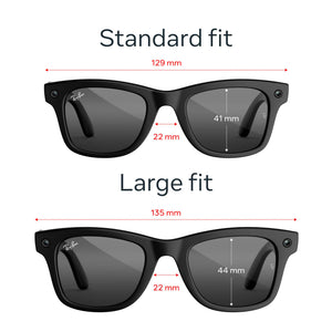 Ray-Ban Meta - (Gen 3) Wayfarer Large - AI Glasses with Camera - Grey Lenses - Matte Black