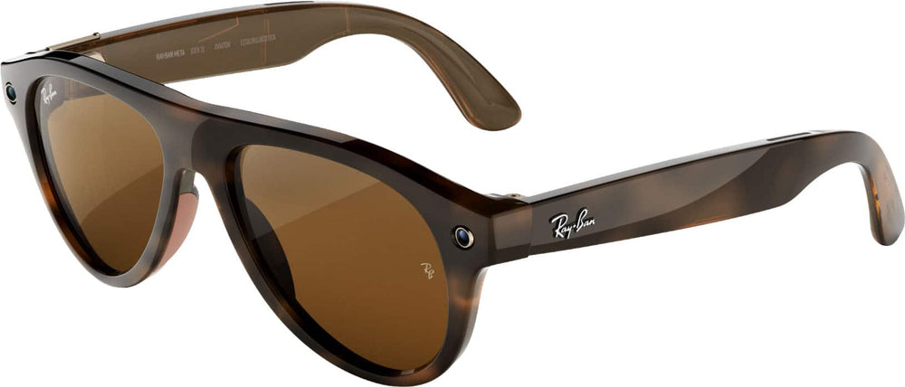 Ray-Ban Meta - (Gen 3) Aviator - AI Glasses with Camera - Brown Lenses - Havana