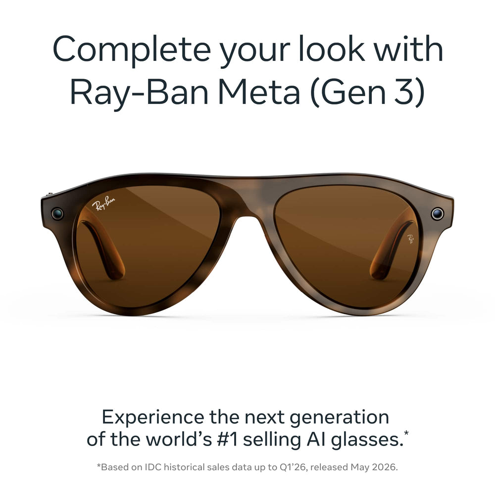 Ray-Ban Meta - (Gen 3) Aviator - AI Glasses with Camera - Brown Lenses - Havana