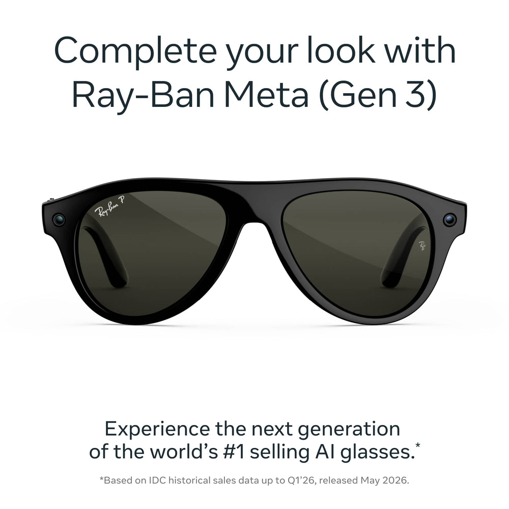 Ray-Ban Meta - (Gen 3) Aviator - AI Glasses with Camera - Polarized Green Lenses - Shiny Black