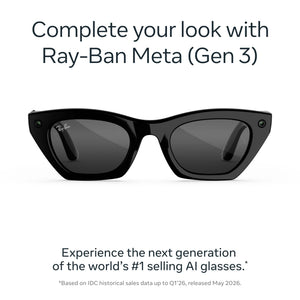 Ray-Ban Meta - (Gen 3) Zena - AI Glasses with Camera - Grey Lenses - Shiny Black