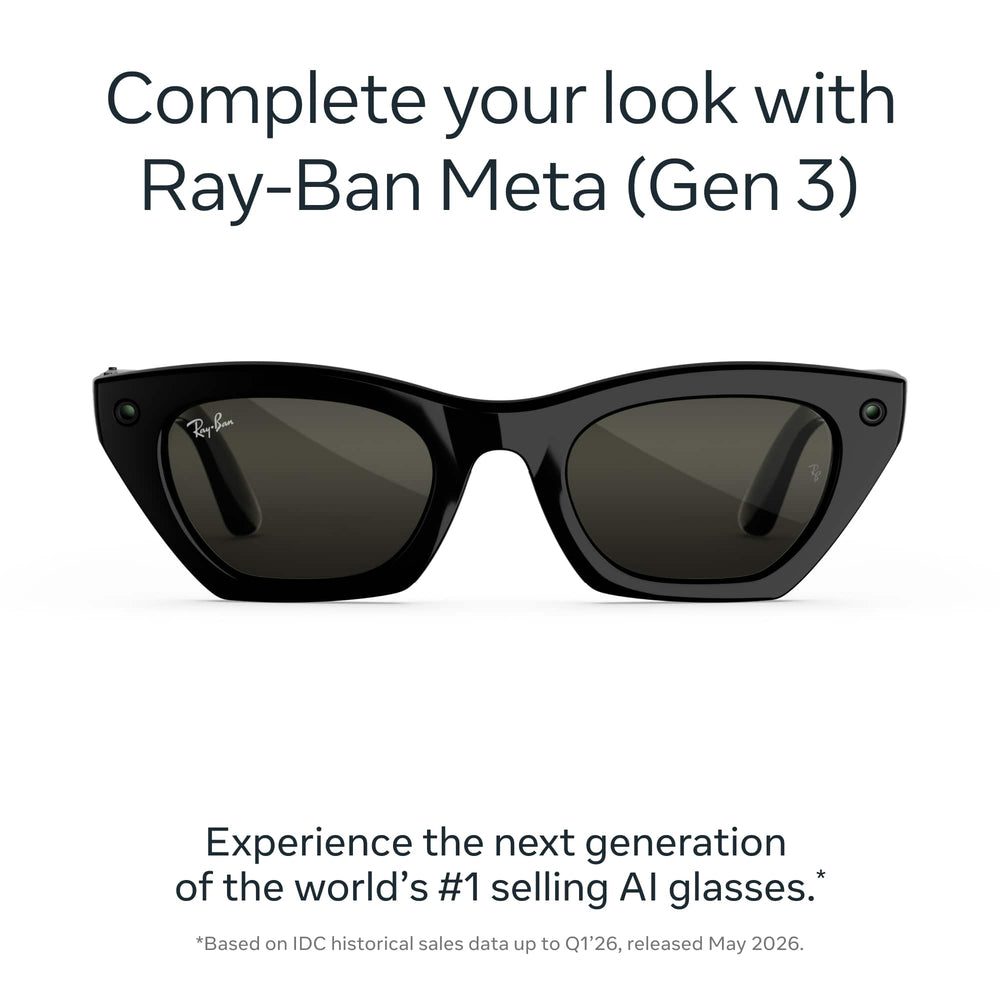 Ray-Ban Meta - (Gen 3) Zena - AI Glasses with Camera - Polarized Green Lenses - Shiny Black