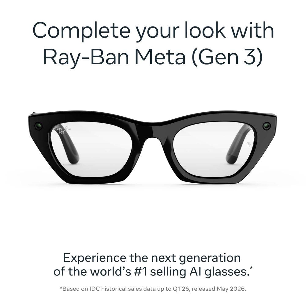 Ray-Ban Meta - (Gen 3) Zena - AI Glasses with Camera - Clear Lenses - Shiny Black