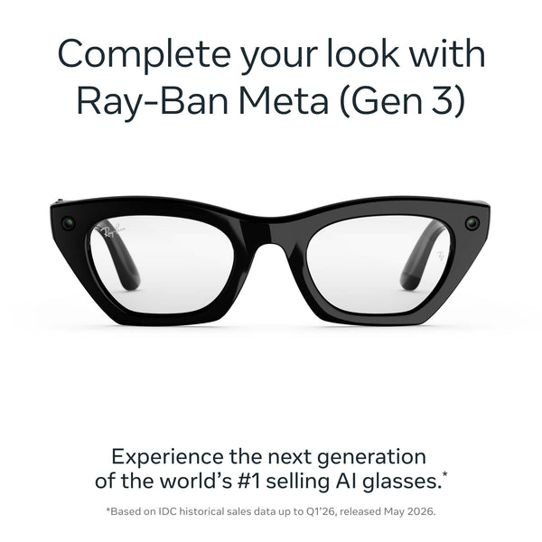 Ray-Ban Meta - (Gen 3) Zena - AI Glasses with Camera - Clear Lenses - Shiny Black