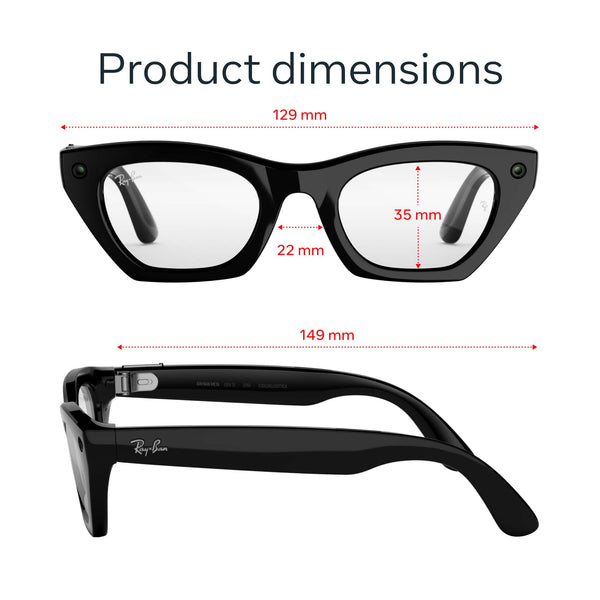 Ray-Ban Meta - (Gen 3) Zena - AI Glasses with Camera - Clear Lenses - Shiny Black