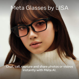 Meta - Glasses, Adventurer Lisa Edition, Smart Frame, AI Glasses with Camera - Clear Blush Lenses - Moonlit Sky