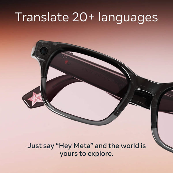 Meta - Glasses, Adventurer Lisa Edition, Smart Frame, AI Glasses with Camera - Clear Blush Lenses - Moonlit Sky