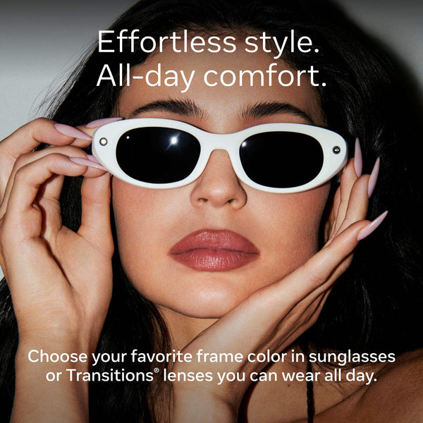 Meta - Glasses, Starfire Kylie Edition, Smart Frame, AI Glasses with Camera - Black Lenses - Ivory