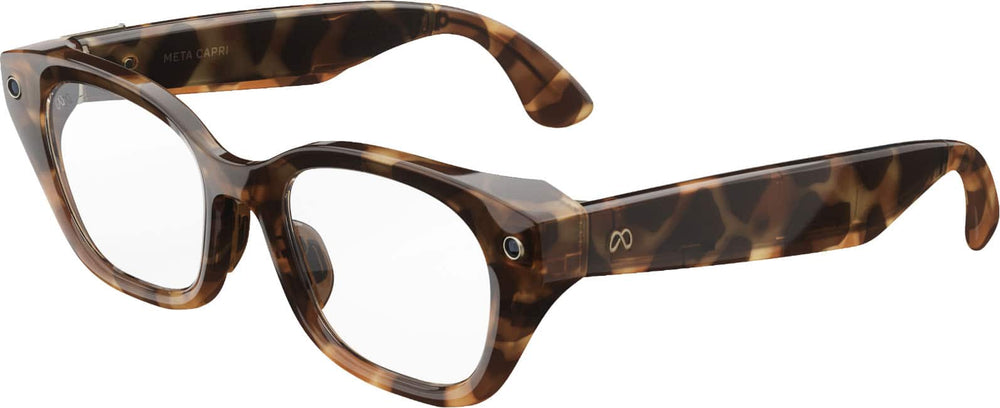 Meta - Glasses Capri, Smart Frame, AI Glasses with Camera - Clear Lenses - Espresso Tortoise