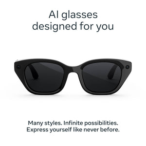 Meta - Glasses Capri, Smart Frame, AI Glasses with Camera - Grey Lenses - Classic Black