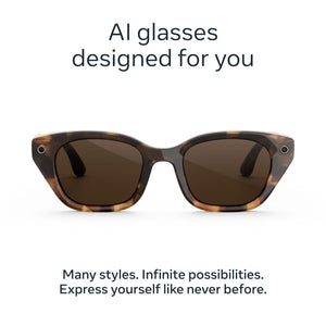 Meta - Glasses Capri, Smart Frame, AI Glasses with Camera - Polarized Brown Lenses - Espresso Tortoise