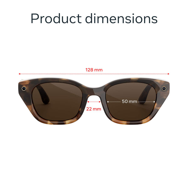 Meta - Glasses Capri, Smart Frame, AI Glasses with Camera - Polarized Brown Lenses - Espresso Tortoise