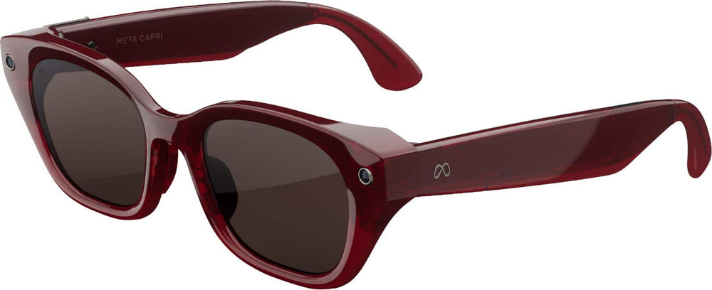 Meta - Glasses Capri, Smart Frame, AI Glasses with Camera - Polarized Chocolate Lenses - Crimson