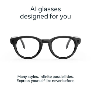 Meta - Glasses, Nova Small, Smart Frame, Clear Lenses, AI Glasses with Camera for Men, Women - Classic Black