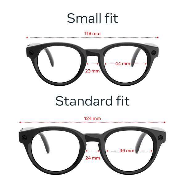 Meta - Glasses, Nova Small, Smart Frame, Clear Lenses, AI Glasses with Camera for Men, Women - Classic Black