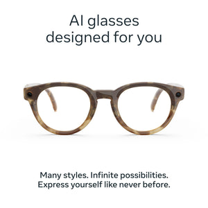 Meta - Glasses, Nova Small, Smart Frame, AI Glasses with Camera - Clear Lenses - Honey Tortoise