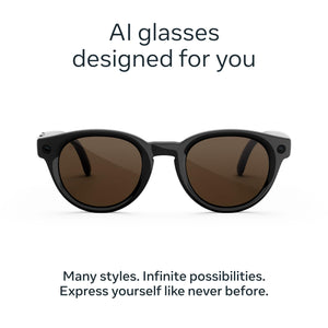 Meta - Glasses, Nova Small, Smart Frame, AI Glasses with Camera - Brown Lenses - Classic Black