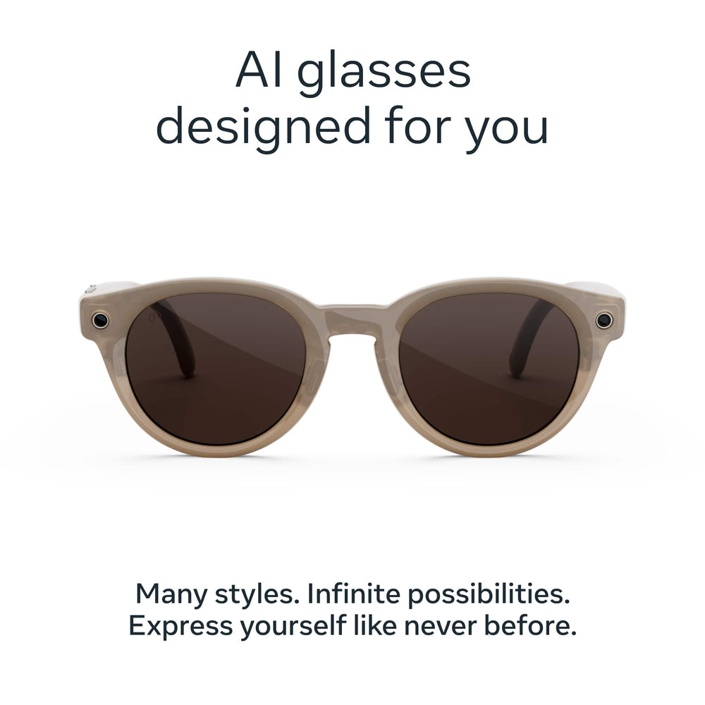 Meta - Glasses, Nova Small, Smart Frame, AI Glasses with Camera - Chocolate Lenses - Sandstone