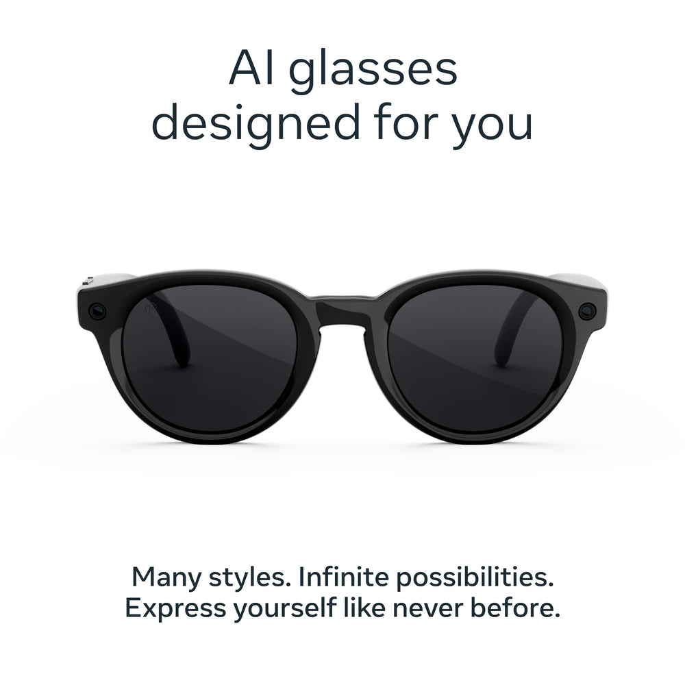 Meta - Glasses, Nova Small, Smart Frame, AI Glasses with Camera - Polarized Grey Lenses - Classic Black