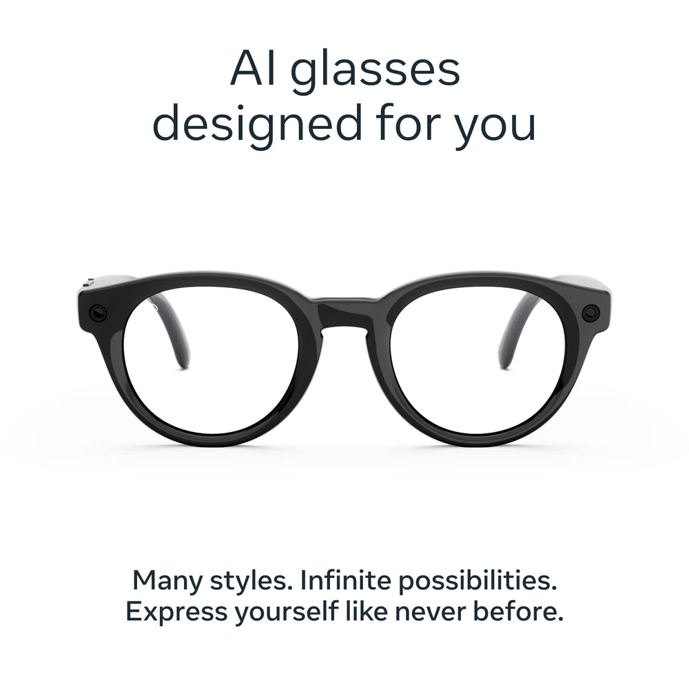 Meta - Glasses, Nova Standard, Smart Frame, AI Glasses with Camera - Clear Lenses - Classic Black