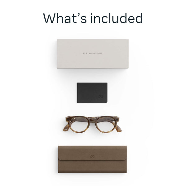 Meta - Glasses, Nova Standard, Smart Frame, AI Glasses with Camera - Clear Lenses - Honey Tortoise