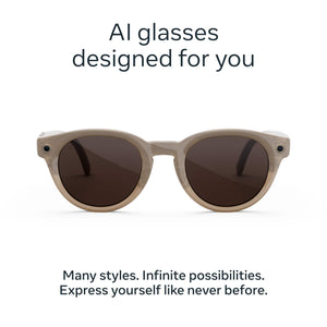 Meta - Glasses, Nova Standard, Smart Frame, AI Glasses with Camera - Chocolate Lenses - Sandstone