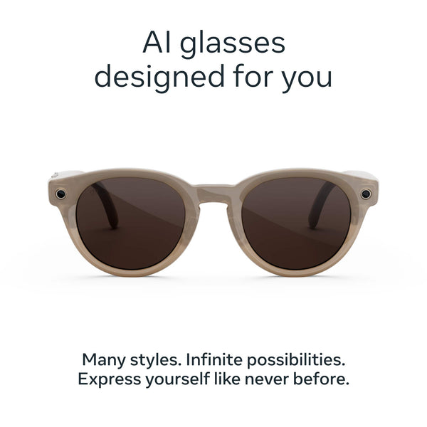 Meta - Glasses, Nova Standard, Smart Frame, AI Glasses with Camera - Chocolate Lenses - Sandstone