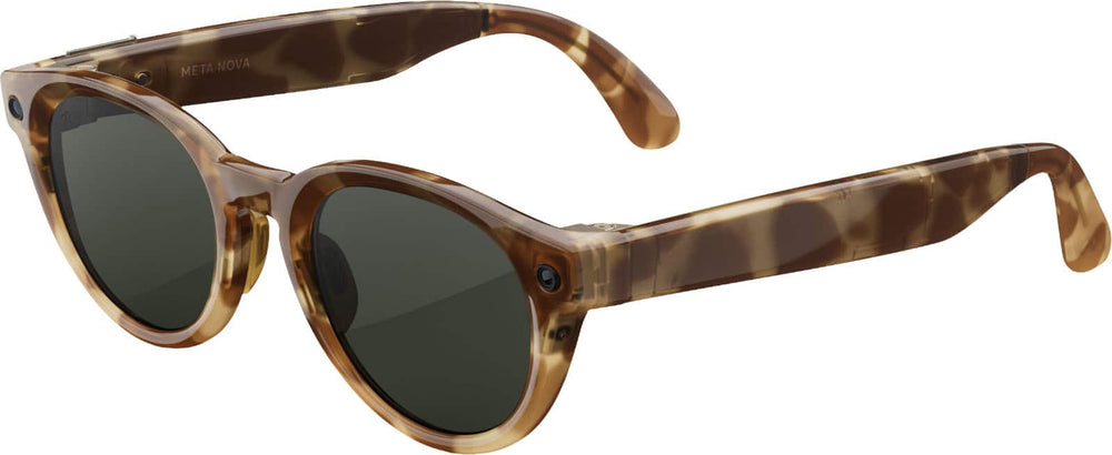 Meta - Glasses, Nova Standard, Smart Frame, AI Glasses with Camera - Transitions Graphite Green Lenses - Honey Tortoise