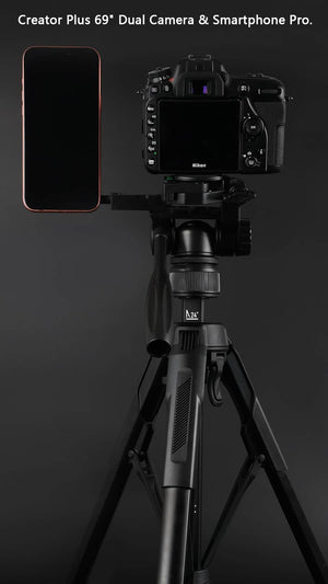 Sunpak - Creator Plus 69” Dual Camera & Smartphone Professional Pan-tilt head Tripod; Universal