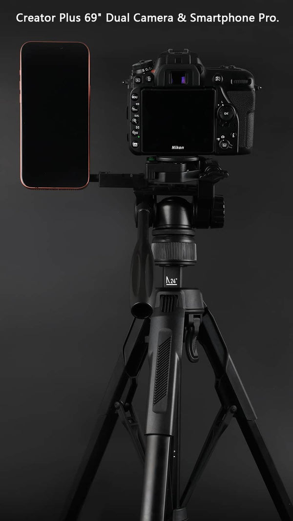 Sunpak - Creator Plus 69” Dual Camera & Smartphone Professional Pan-tilt head Tripod; Universal
