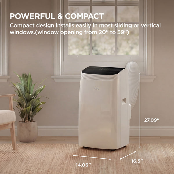 TCL - 350 Sq. Ft. 8,000 BTU Smart Portable Air Conditioner 3-in-1 with AC, Fan & Dehumidifier - White