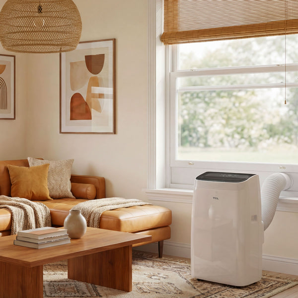 TCL - 350 Sq. Ft. 8,000 BTU Smart Portable Air Conditioner 3-in-1 with AC, Fan & Dehumidifier - White