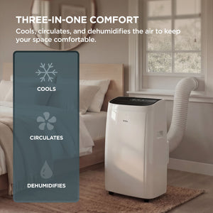 TCL - 350 Sq. Ft. 8,000 BTU Smart Portable Air Conditioner 3-in-1 with AC, Fan & Dehumidifier - White