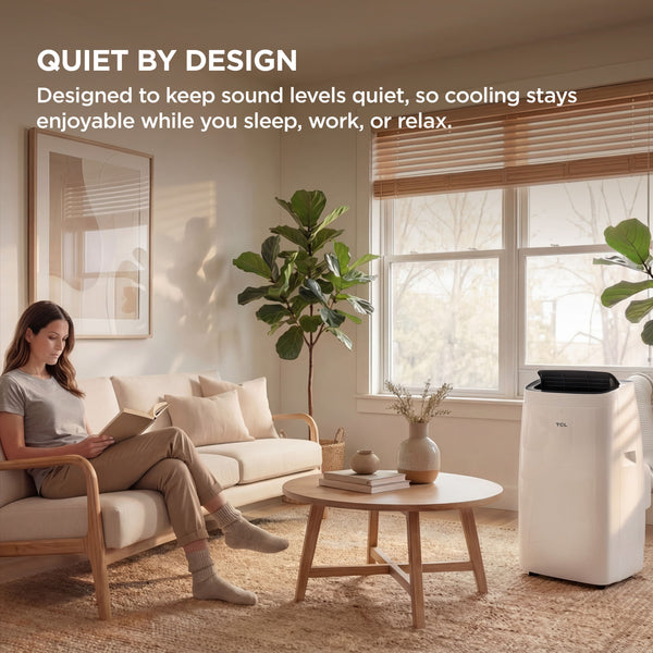 TCL - 350 Sq. Ft. 8,000 BTU Smart Portable Air Conditioner 3-in-1 with AC, Fan & Dehumidifier - White