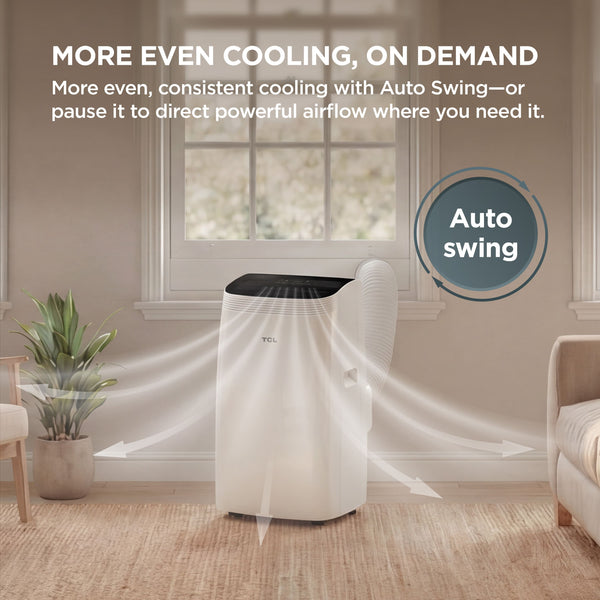 TCL - 350 Sq. Ft. 8,000 BTU Smart Portable Air Conditioner 3-in-1 with AC, Fan & Dehumidifier - White