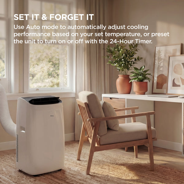 TCL - 450 Sq. Ft. 10,000 BTU Smart Portable Air Conditioner 3-in-1 with AC, Fan & Dehumidifier - White