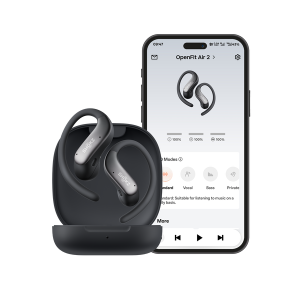 Shokz - OpenFit Air 2 Open-Ear True Wireless Bluetooth Earbuds - Black
