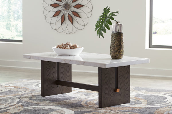 Burkhaus - 2 Pc. - Rectangular Cocktail Table & Rectangular End Table - White / Dark Brown